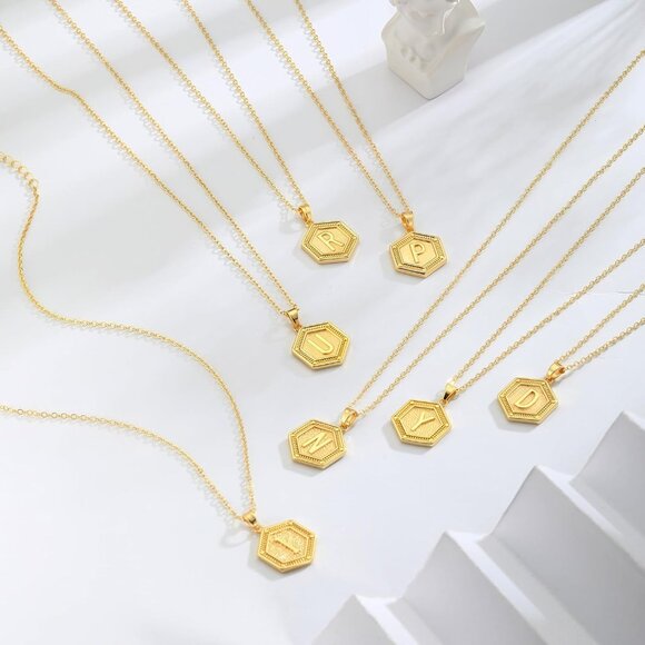 Gold Initial Letter Necklace - 16.5 Inches with 2-Inch Extension | Gift for Her - Picture 5 of 6